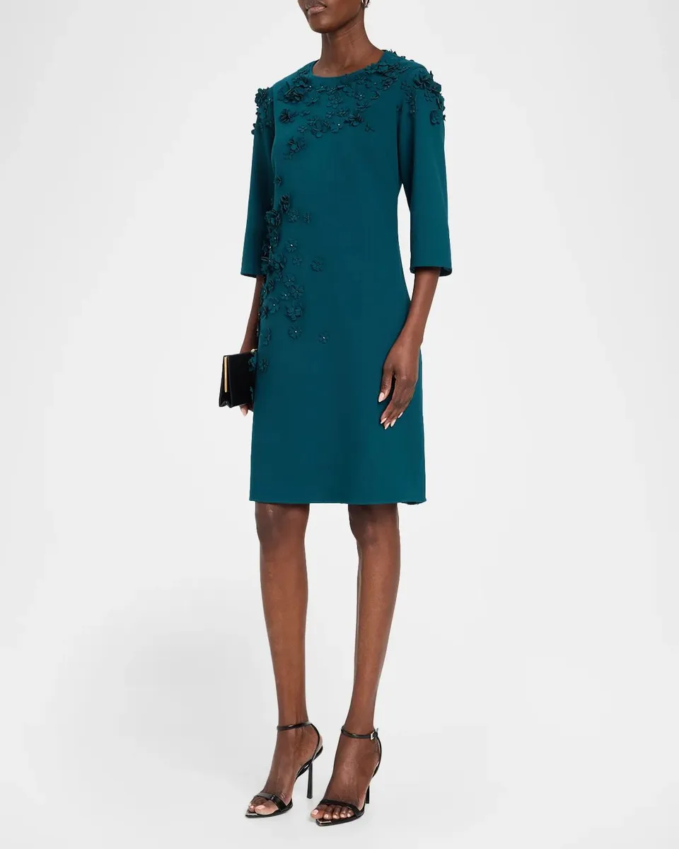 Rickie Freeman for Teri Jon Floral Applique Crepe Dress | Thumbnail 4 Rickie Freeman for Teri Jon Floral Applique Crepe Dress | Thumbnail 4