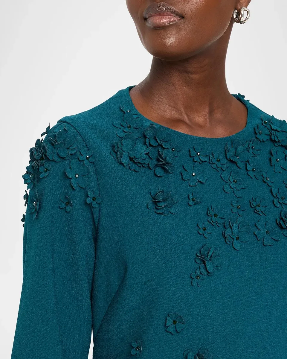Rickie Freeman for Teri Jon Floral Applique Crepe Dress | Thumbnail 5 Rickie Freeman for Teri Jon Floral Applique Crepe Dress | Thumbnail 5