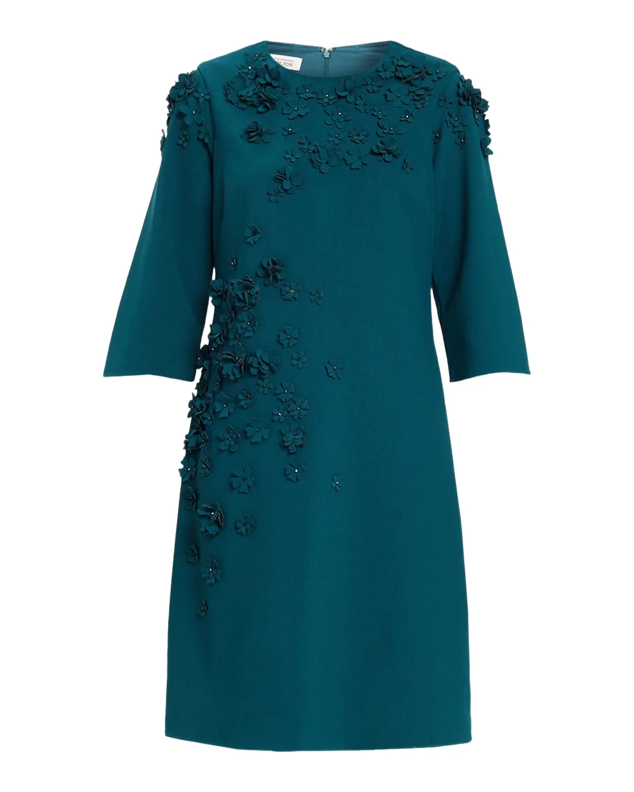 Rickie Freeman for Teri Jon Floral Applique Crepe Dress