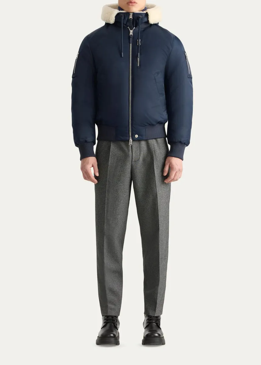 Mackage Men's August Bomber Jacket with Shearling-Trimmed Hood | Thumbnail 2 Mackage Men's August Bomber Jacket with Shearling-Trimmed Hood | Thumbnail 2