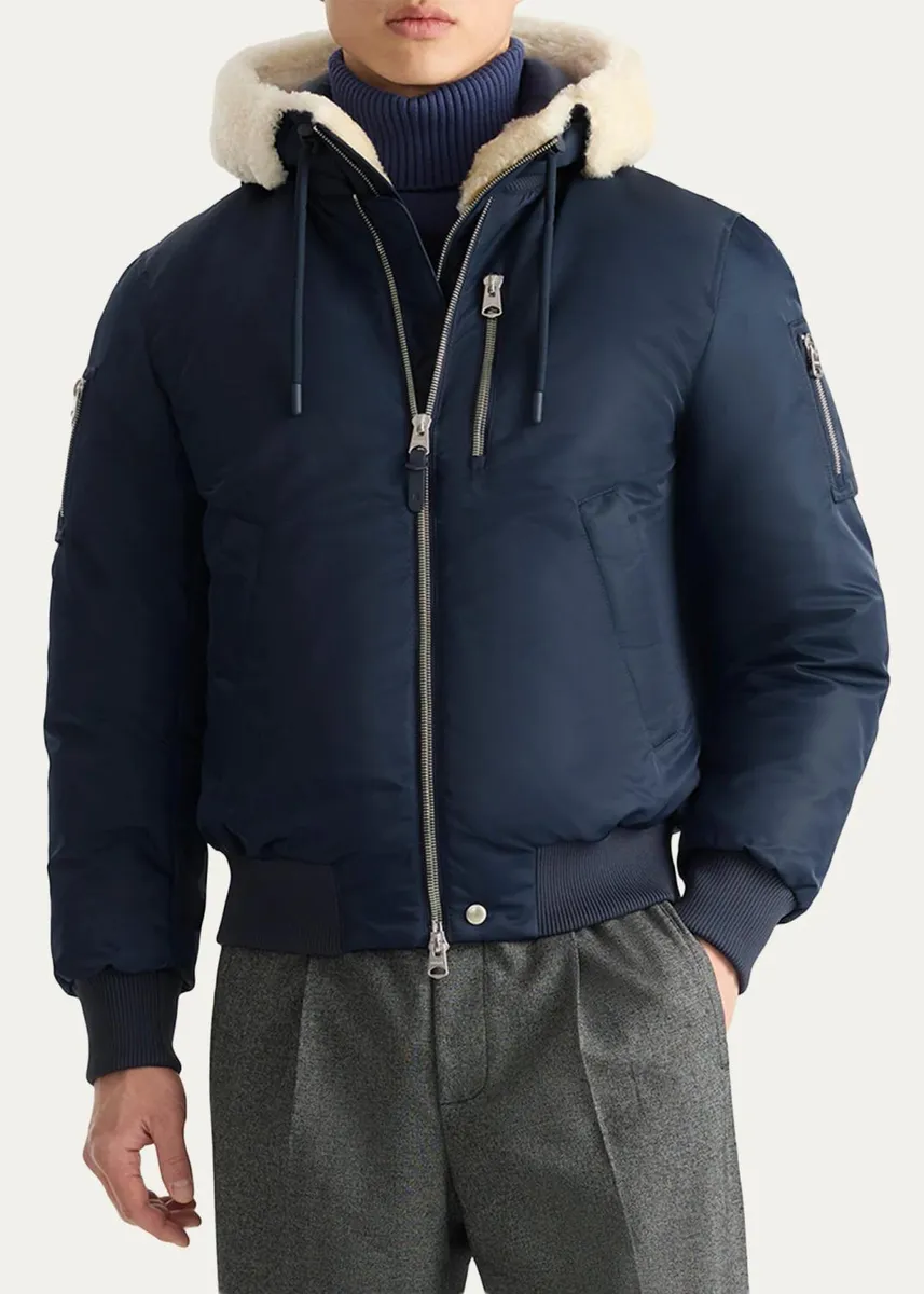 Mackage Men's August Bomber Jacket with Shearling-Trimmed Hood | Thumbnail 4 Mackage Men's August Bomber Jacket with Shearling-Trimmed Hood | Thumbnail 4