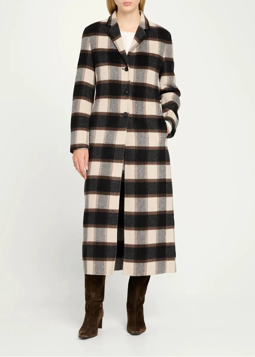 Theory Plaid Virgin Wool-Blend Long Coat | Thumbnail 2