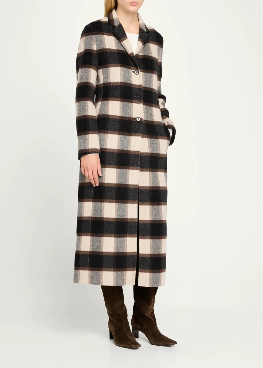 Theory Plaid Virgin Wool-Blend Long Coat | Thumbnail 4