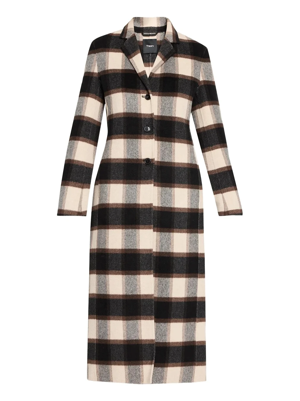 Plaid Virgin Wool-Blend Long Coat