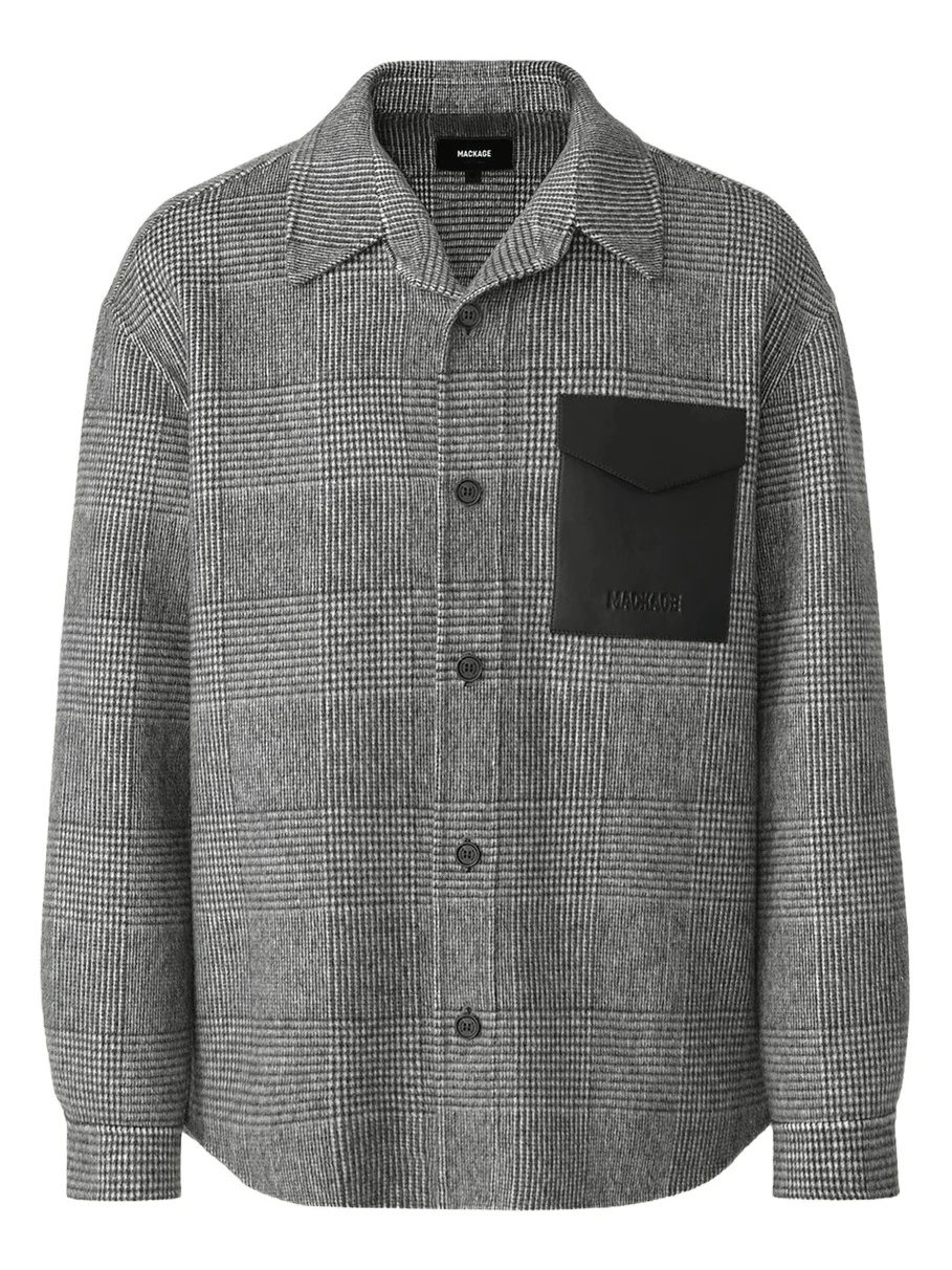 Mackage Men's Emmanuel Double-Face Wool Check Shirt Jacket