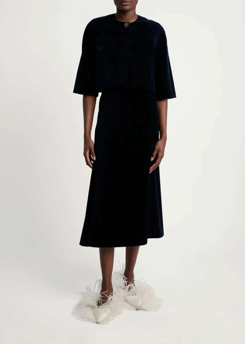 Erdem Embellished Velvet Elbow-Sleeve Bolero Jacket | Thumbnail 2 Erdem Embellished Velvet Elbow-Sleeve Bolero Jacket | Thumbnail 2
