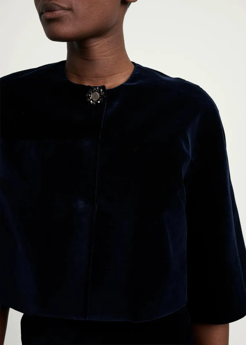 Erdem Embellished Velvet Elbow-Sleeve Bolero Jacket | Thumbnail 5 Erdem Embellished Velvet Elbow-Sleeve Bolero Jacket | Thumbnail 5