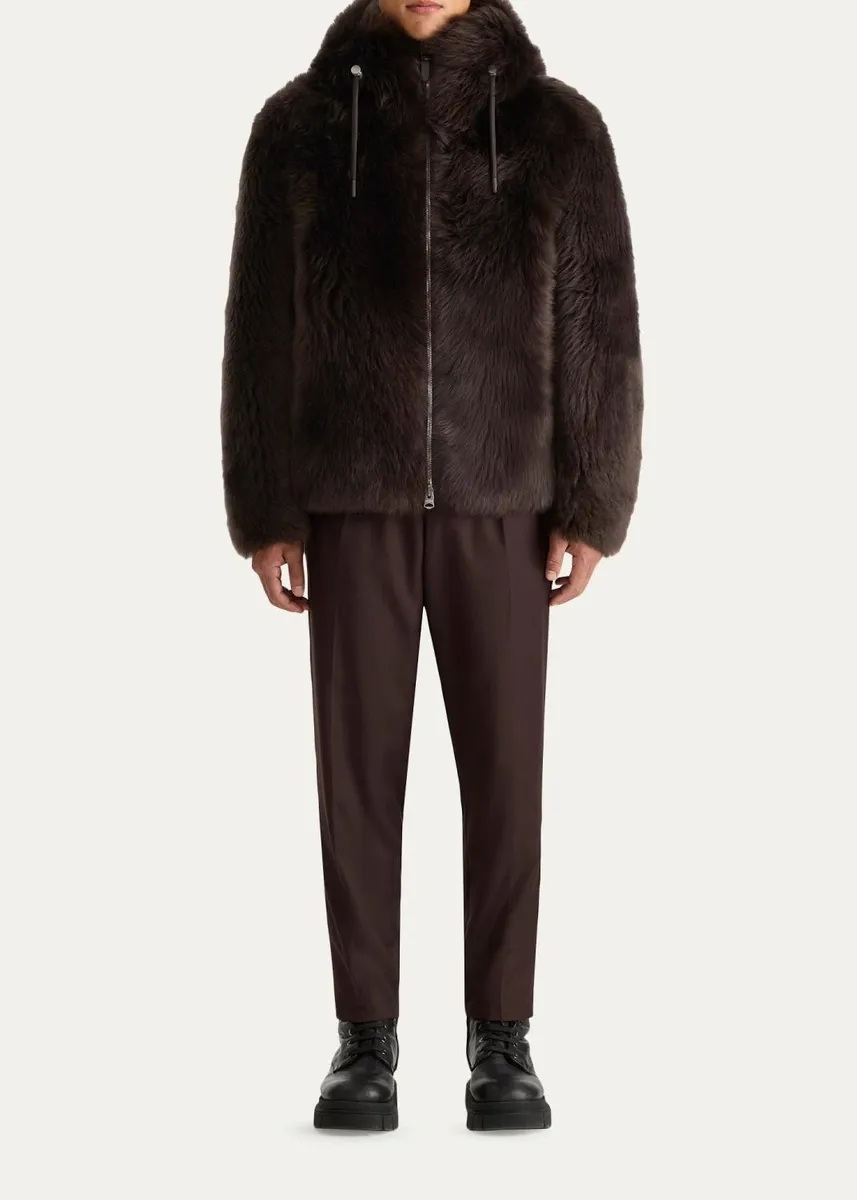 Mackage Men's Moses Furry Shearling Hooded Jacket | Thumbnail 2