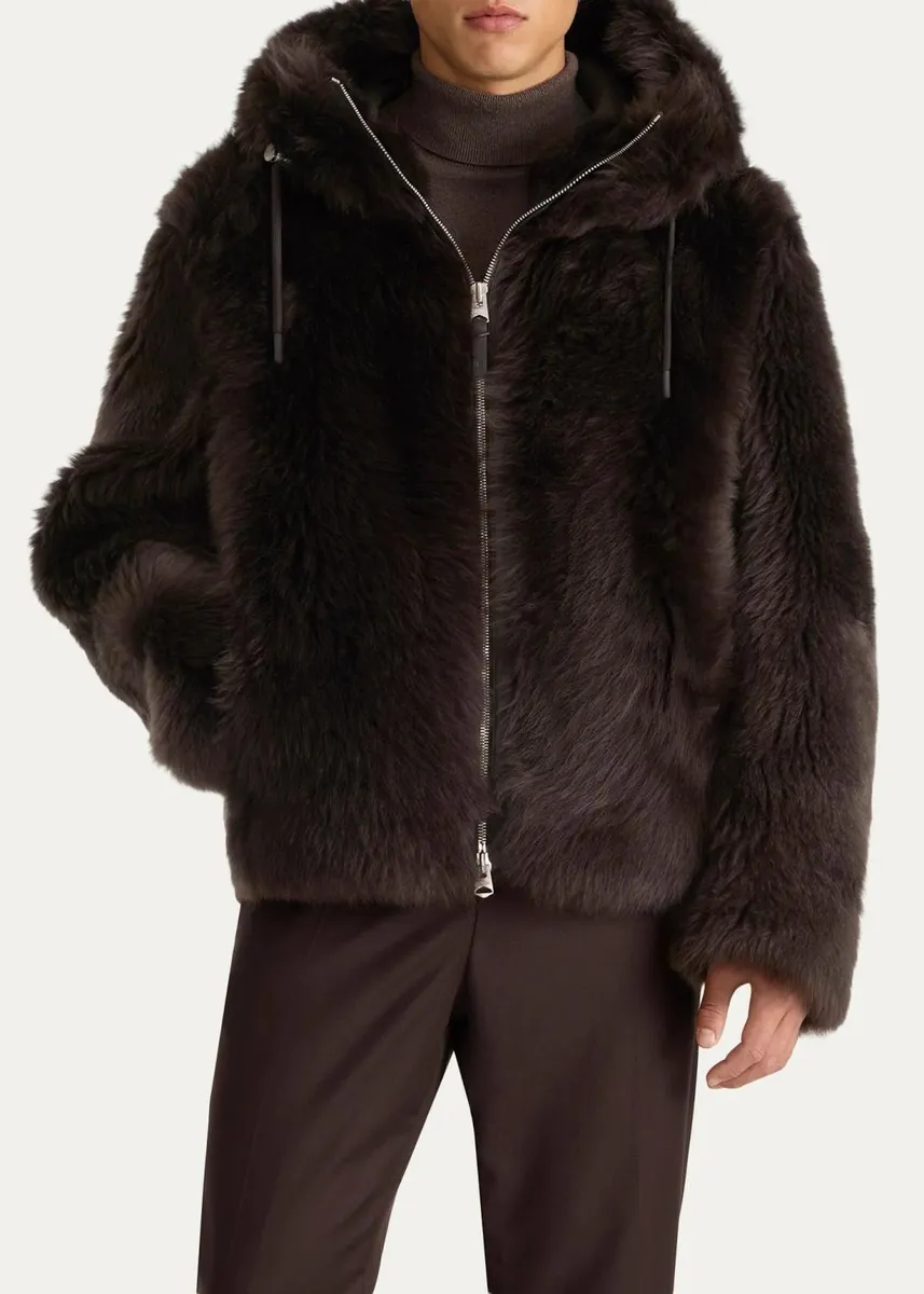 Mackage Men's Moses Furry Shearling Hooded Jacket | Thumbnail 4
