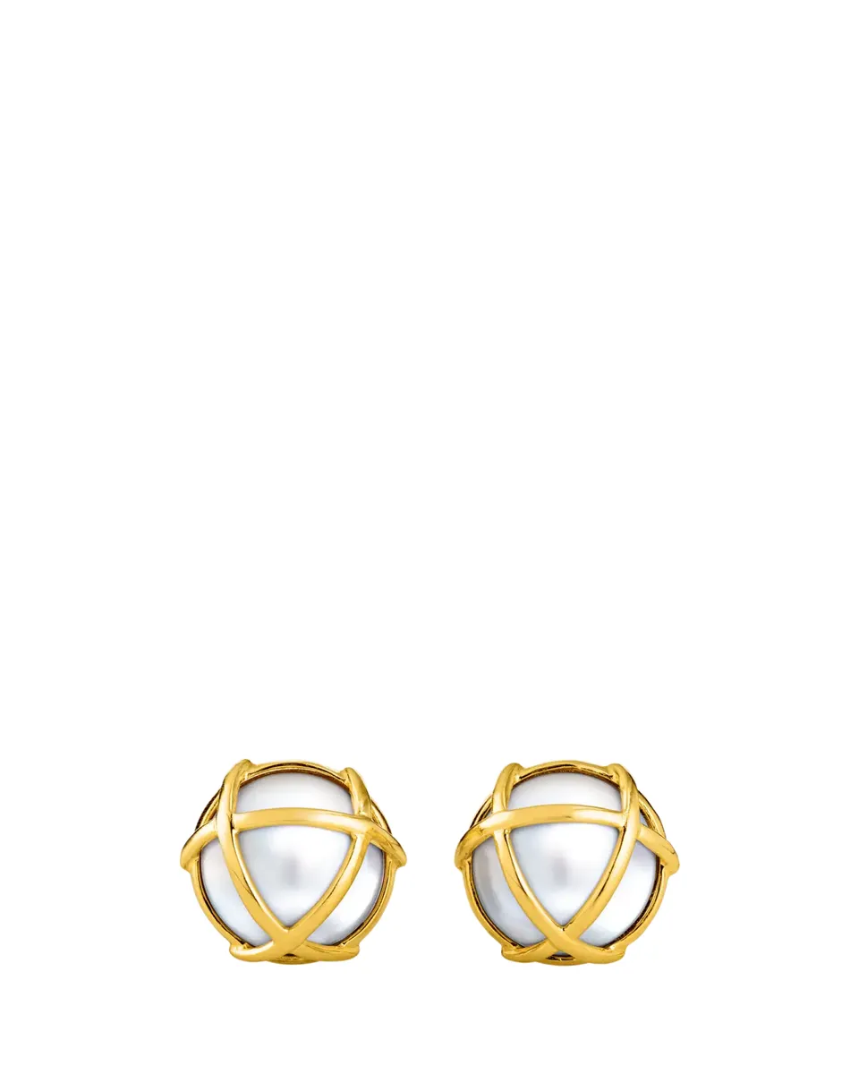 VERDURA 18K Yellow Gold Mabe Pearl Caged Earrings | Thumbnail 2 VERDURA 18K Yellow Gold Mabe Pearl Caged Earrings | Thumbnail 2