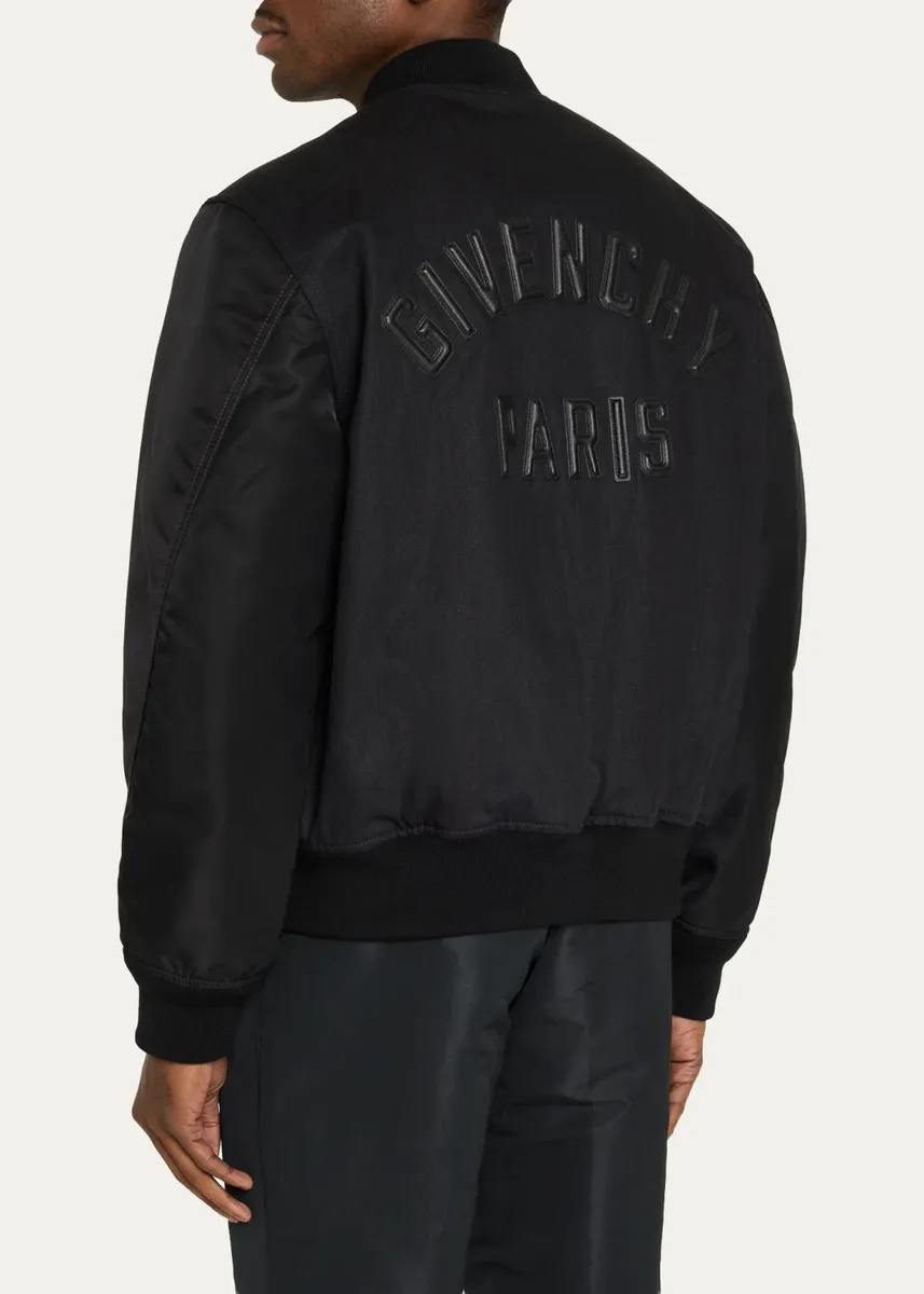 Givenchy Men's Embroidered Mixed Media Blouson Jacket | Thumbnail 3 Givenchy Men's Embroidered Mixed Media Blouson Jacket | Thumbnail 3