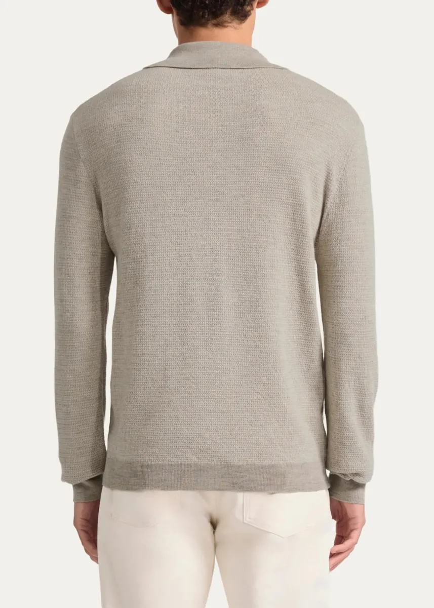 Frescobol Carioca Men's Wool Knit Johnny-Collar Polo Sweater | Thumbnail 3 Frescobol Carioca Men's Wool Knit Johnny-Collar Polo Sweater | Thumbnail 3