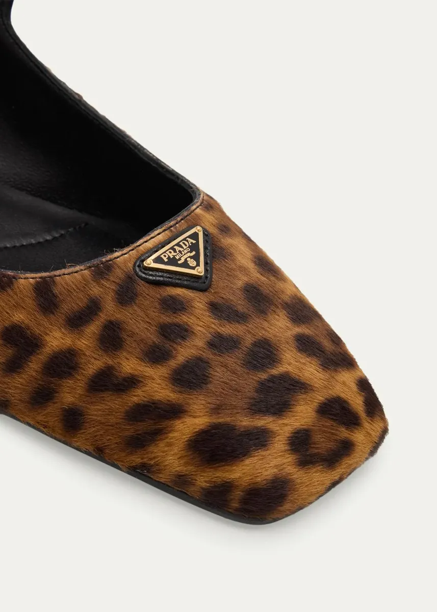 Prada Leopard Calf Hair Mary Jane Ballerina Flats | Thumbnail 5 Prada Leopard Calf Hair Mary Jane Ballerina Flats | Thumbnail 5