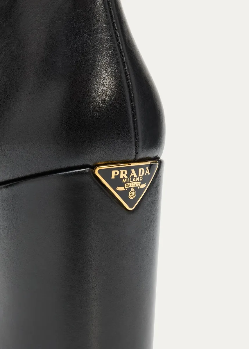 Prada 85mm Triangle Logo Leather Ankle Boots | Thumbnail 5 Prada 85mm Triangle Logo Leather Ankle Boots | Thumbnail 5