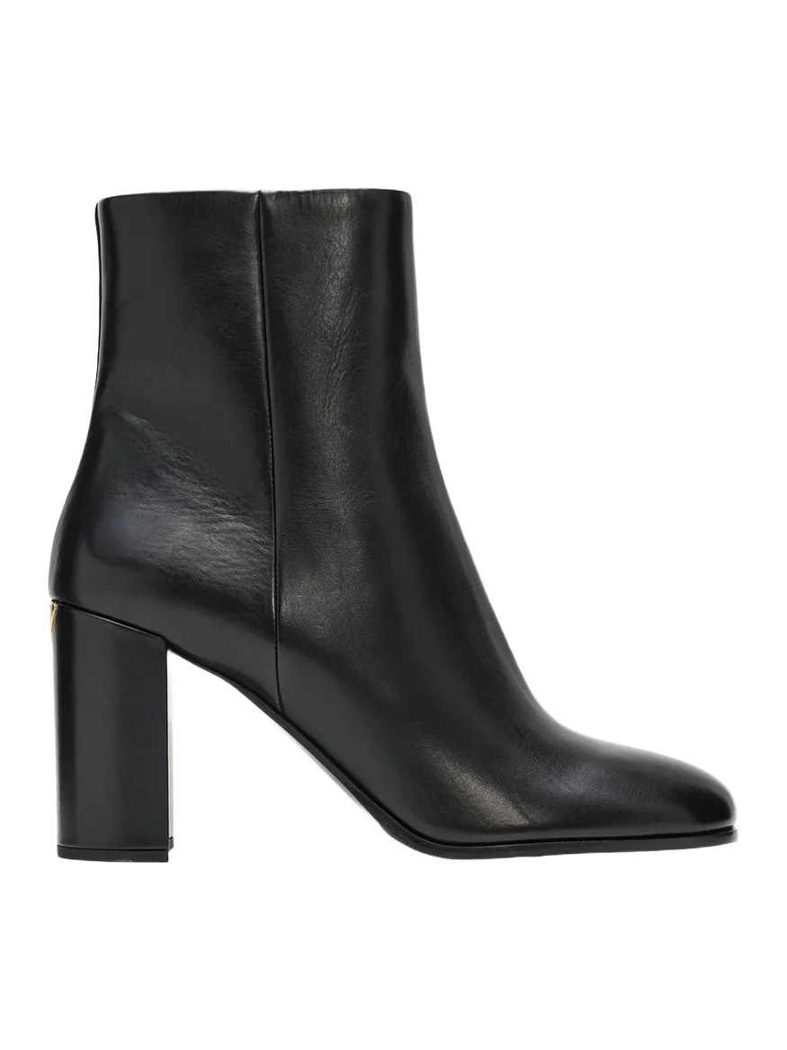 Prada 85mm Triangle Logo Leather Ankle Boots