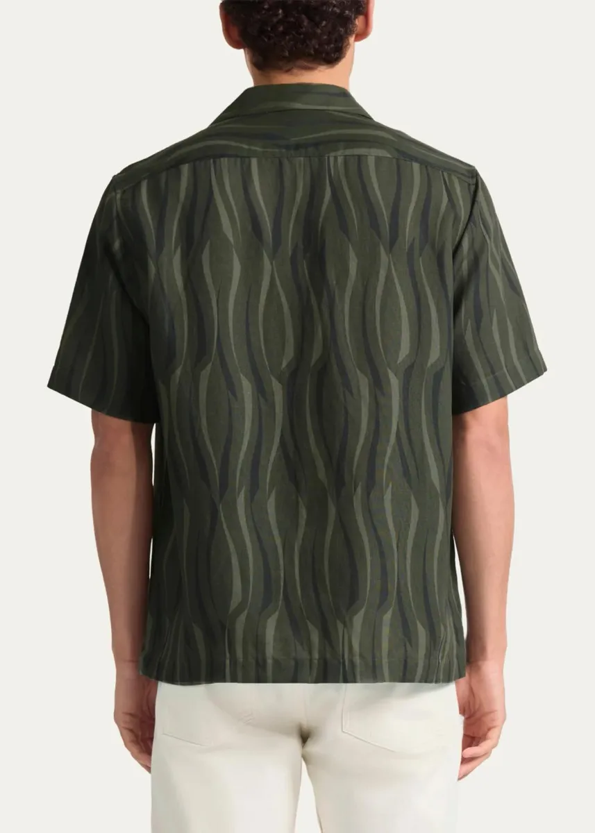 Frescobol Carioca Men's Abstract Lyocell and Linen Short-Sleeve Shirt | Thumbnail 3 Frescobol Carioca Men's Abstract Lyocell and Linen Short-Sleeve Shirt | Thumbnail 3