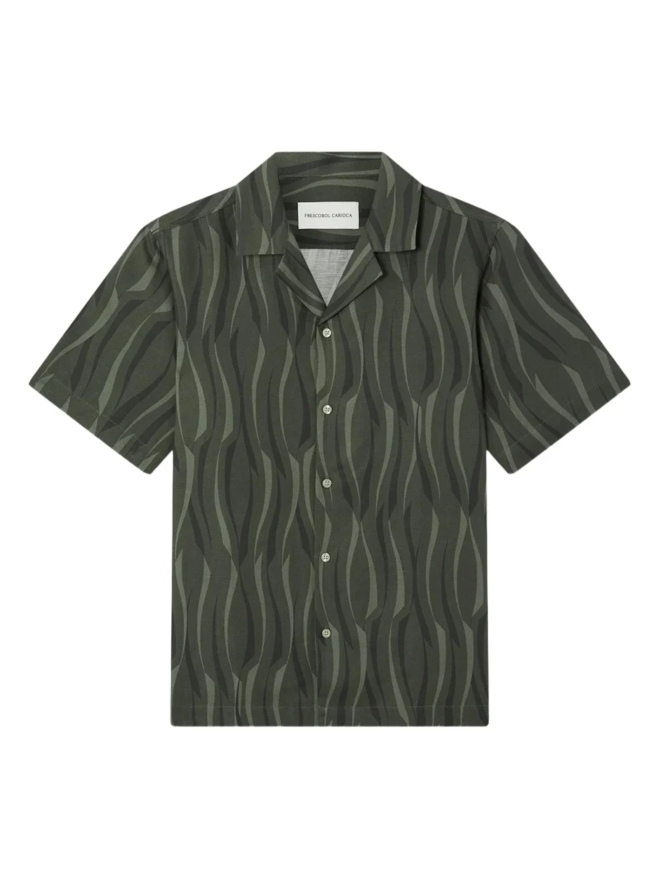 Frescobol Carioca Men's Abstract Lyocell and Linen Short-Sleeve Shirt
