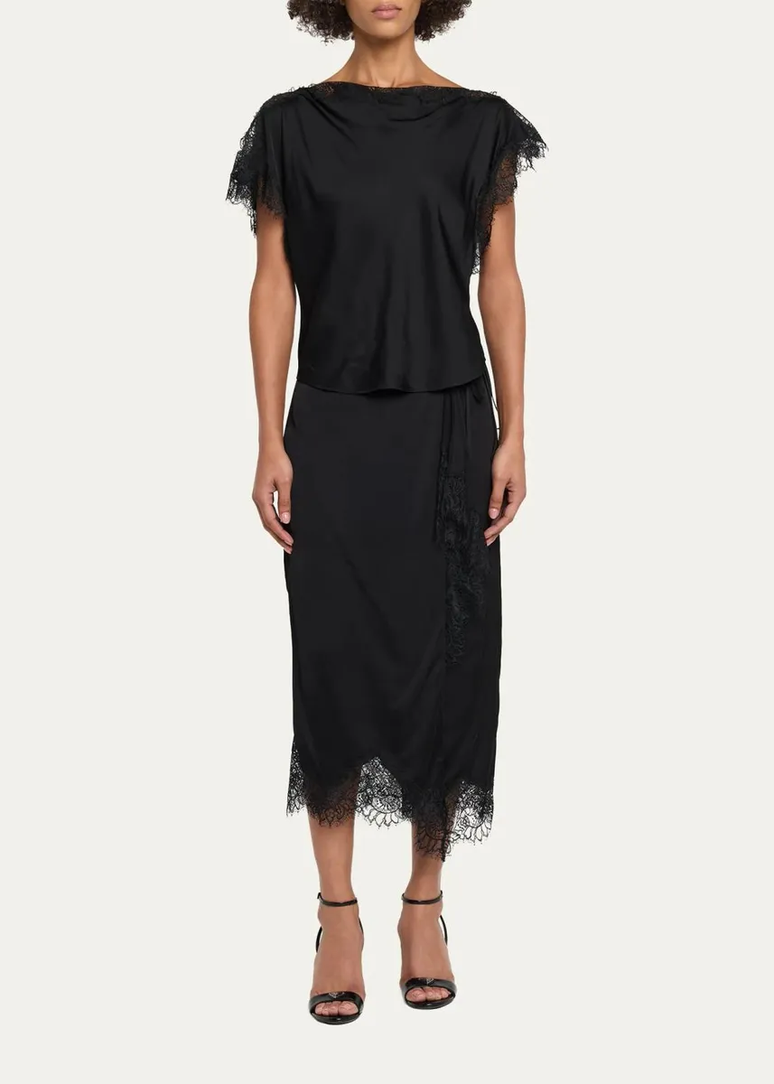 A.L.C. Luna Lace-Trim Satin Top | Thumbnail 2