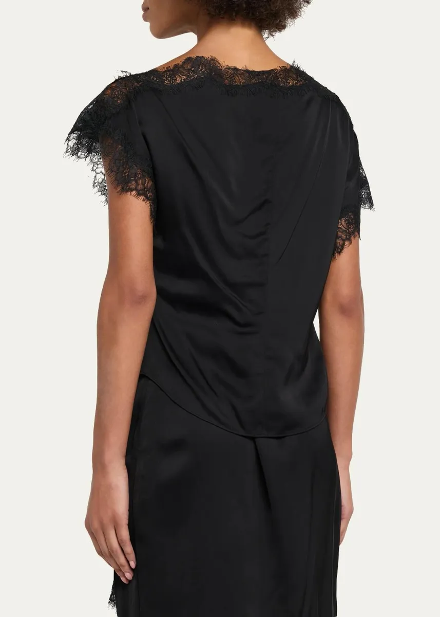 A.L.C. Luna Lace-Trim Satin Top | Thumbnail 3