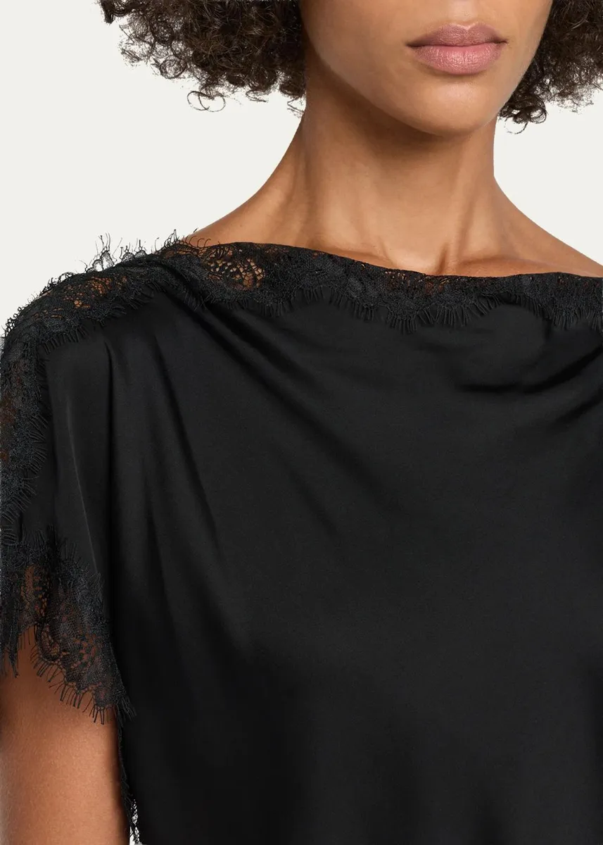 A.L.C. Luna Lace-Trim Satin Top | Thumbnail 5