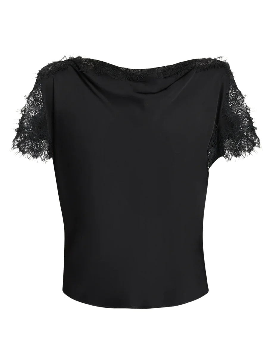 A.L.C. Luna Lace-Trim Satin Top