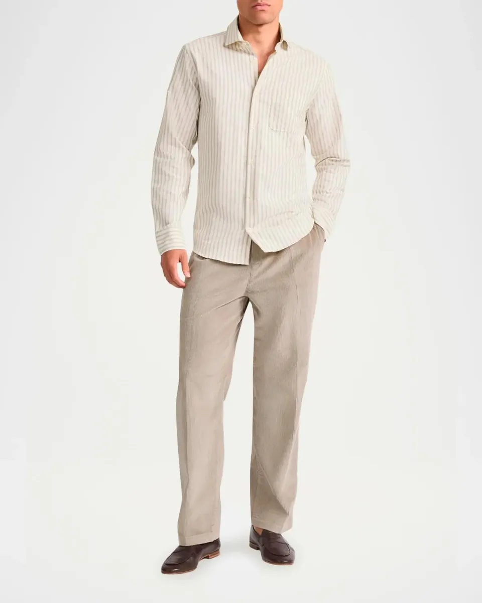 Frescobol Carioca Men's Emilio Cotton Pinstripe Button-Front Shirt | Thumbnail 2 Frescobol Carioca Men's Emilio Cotton Pinstripe Button-Front Shirt | Thumbnail 2