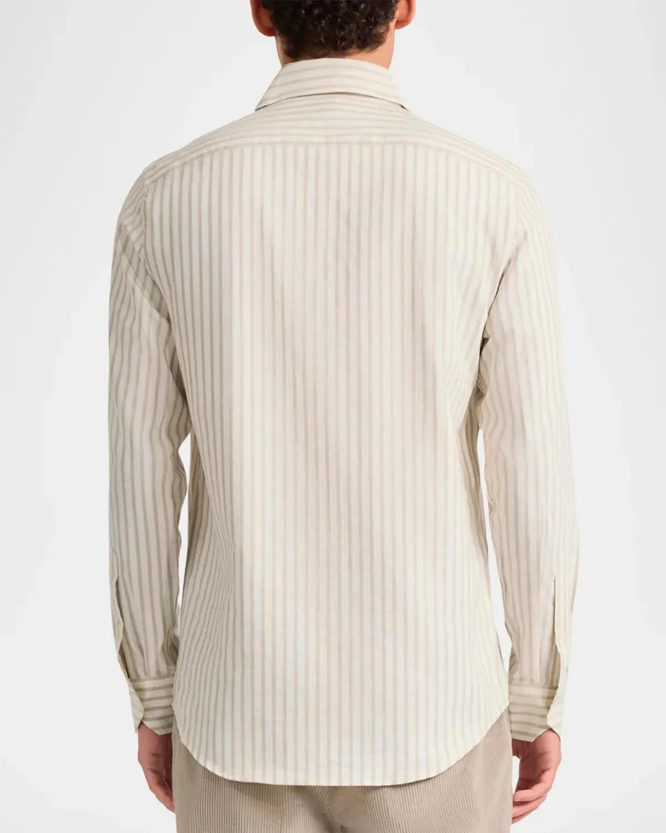 Frescobol Carioca Men's Emilio Cotton Pinstripe Button-Front Shirt | Thumbnail 3 Frescobol Carioca Men's Emilio Cotton Pinstripe Button-Front Shirt | Thumbnail 3