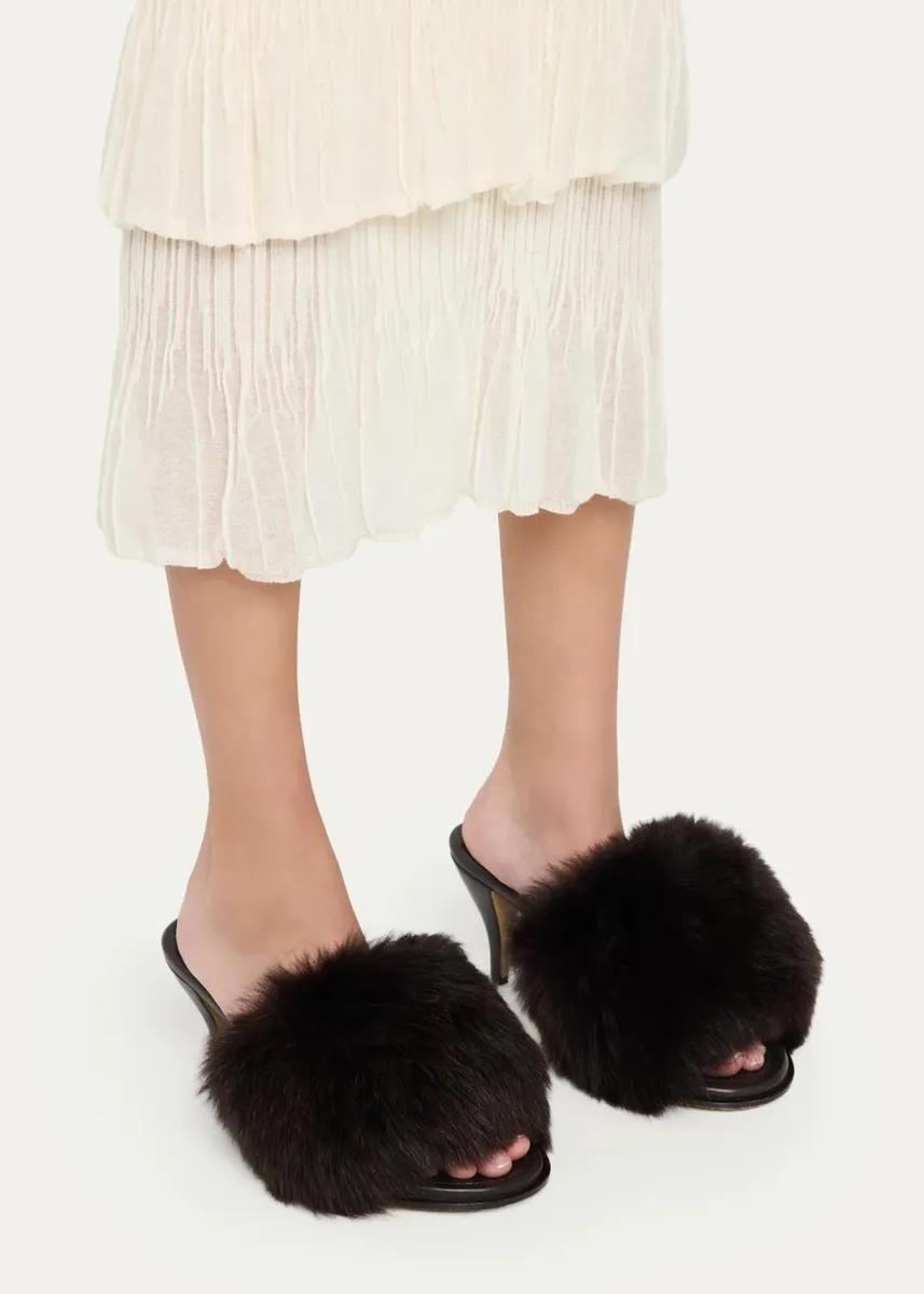 Bottega Veneta 75MM Cherry Shearling & Leather Mules | Thumbnail 2 Bottega Veneta 75MM Cherry Shearling & Leather Mules | Thumbnail 2