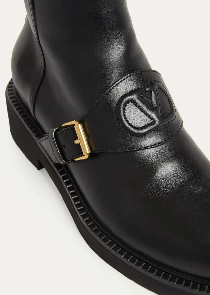 Valentino Garavani VLogo Embossed Leather Ankle Boots | Thumbnail 3
