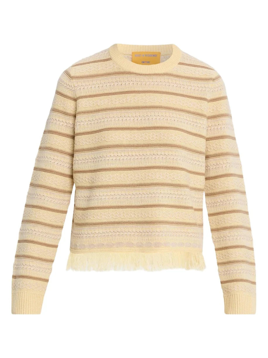 Guest In Residence Western Striped Wool-Cashmere Sweater