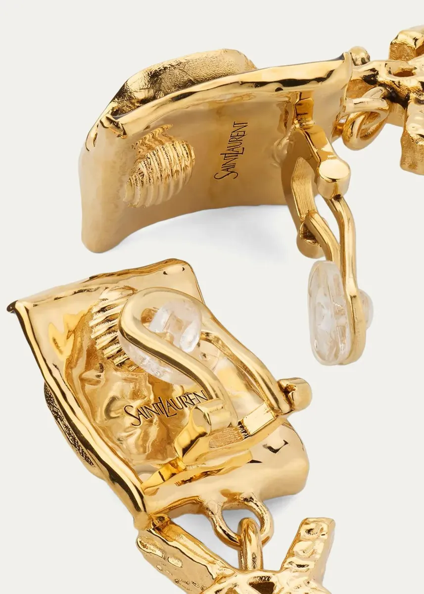 Saint Laurent YSL Pendant Rhinestone & Enamel Earrings | Thumbnail 4 Saint Laurent YSL Pendant Rhinestone & Enamel Earrings | Thumbnail 4
