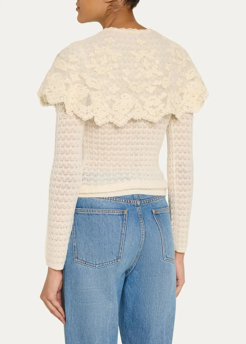 Sea Chandra Lace Capelet Open-Knit Cardigan | Thumbnail 3