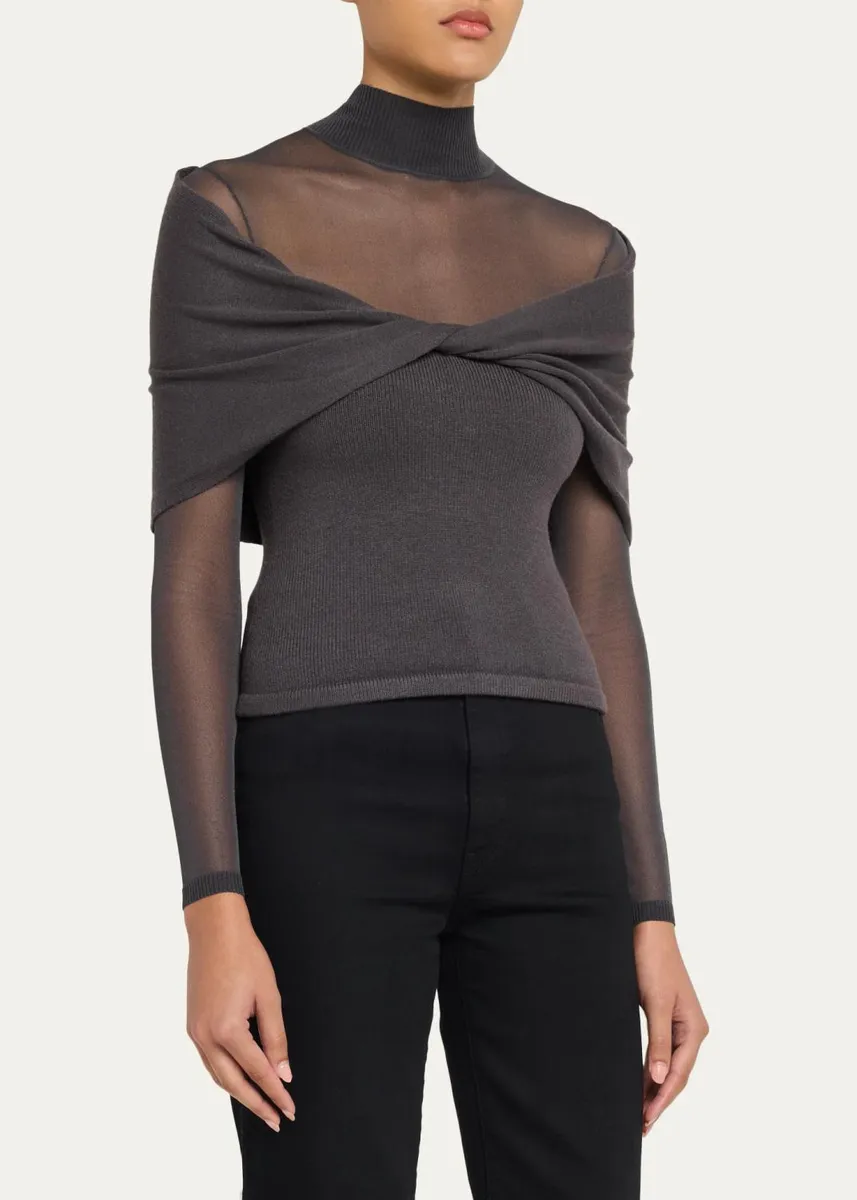 SEROYA Oak Mesh Knit Twist-Front Top | Thumbnail 4 SEROYA Oak Mesh Knit Twist-Front Top | Thumbnail 4