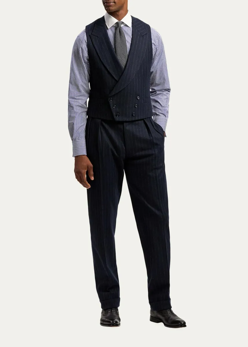 Ralph Lauren Purple Label Men's Hand-Tailored Chalk-Stripe Vest | Thumbnail 2 Ralph Lauren Purple Label Men's Hand-Tailored Chalk-Stripe Vest | Thumbnail 2