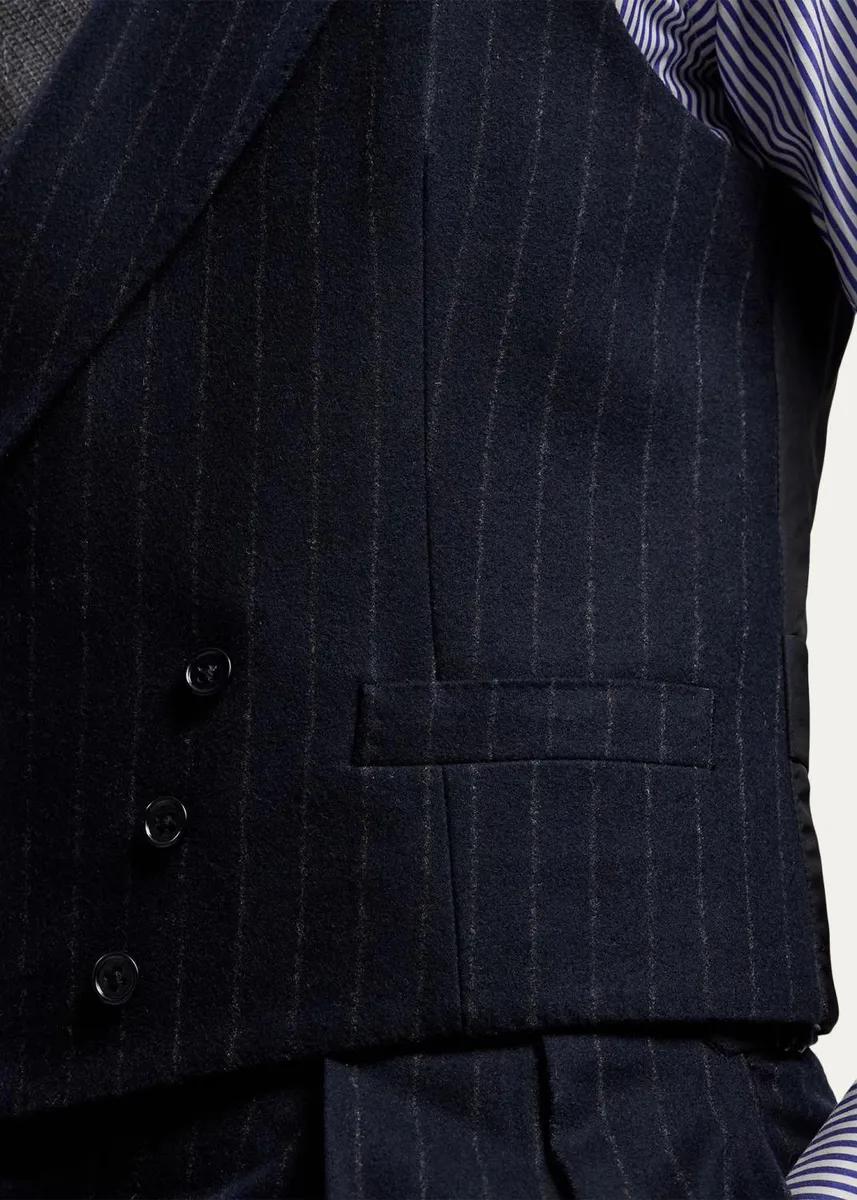 Ralph Lauren Purple Label Men's Hand-Tailored Chalk-Stripe Vest | Thumbnail 5 Ralph Lauren Purple Label Men's Hand-Tailored Chalk-Stripe Vest | Thumbnail 5