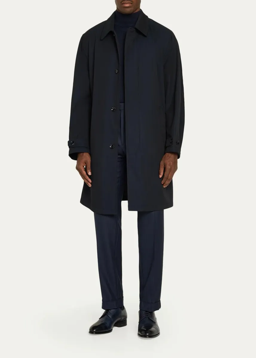 Brioni Men's Wool-Blend Mid-Length Car Coat | Thumbnail 2