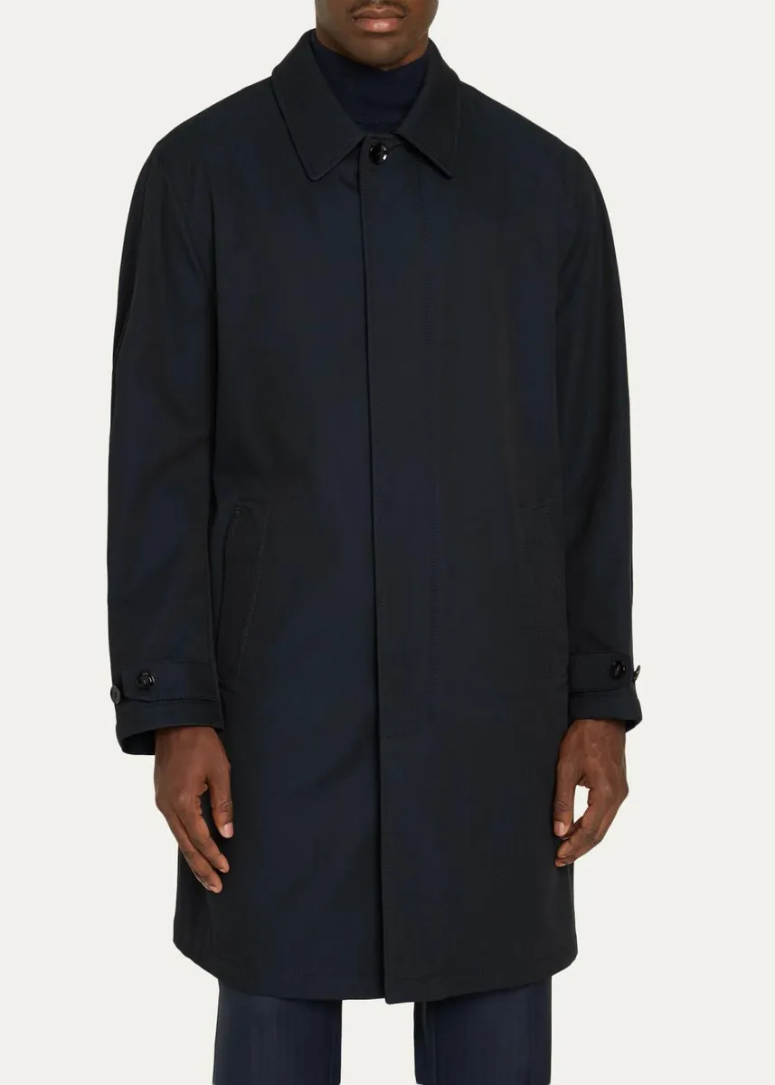 Brioni Men's Wool-Blend Mid-Length Car Coat | Thumbnail 4