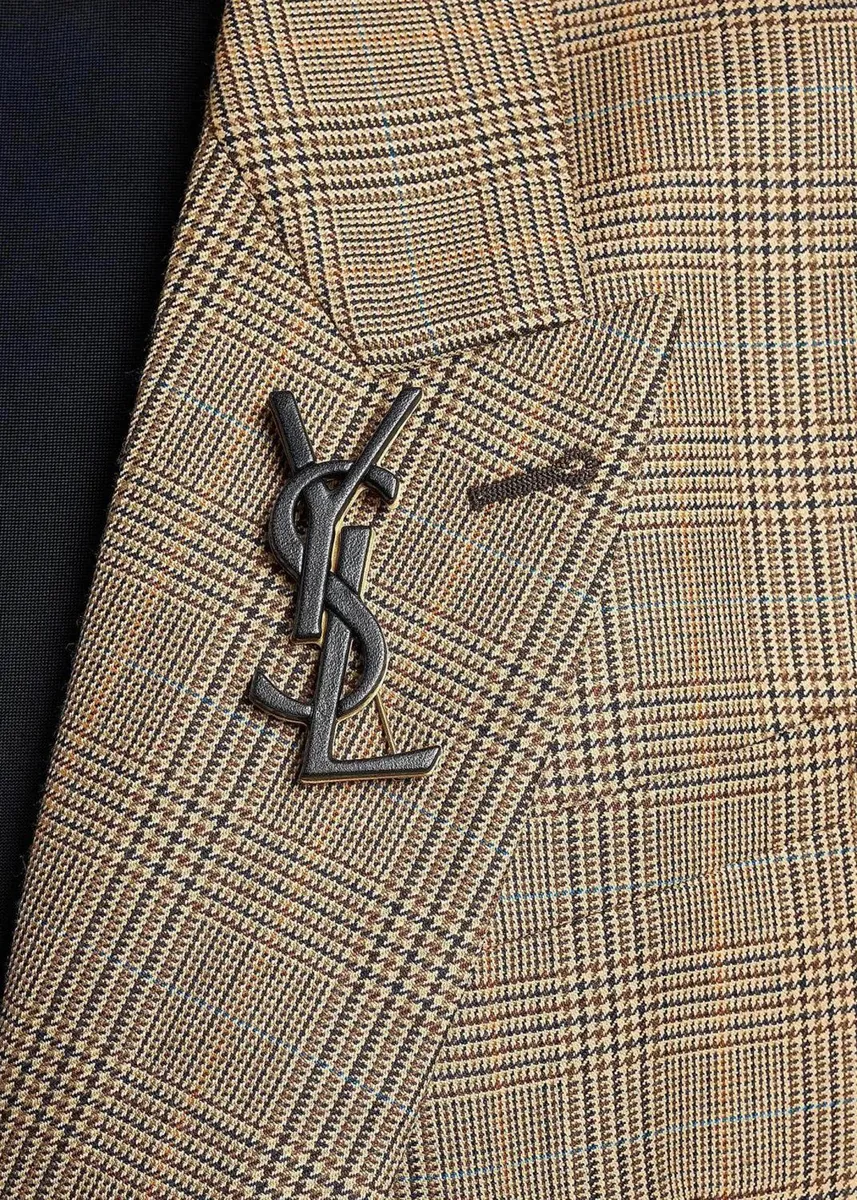 Saint Laurent YSL Leather-Covered Brooch | Thumbnail 2 Saint Laurent YSL Leather-Covered Brooch | Thumbnail 2