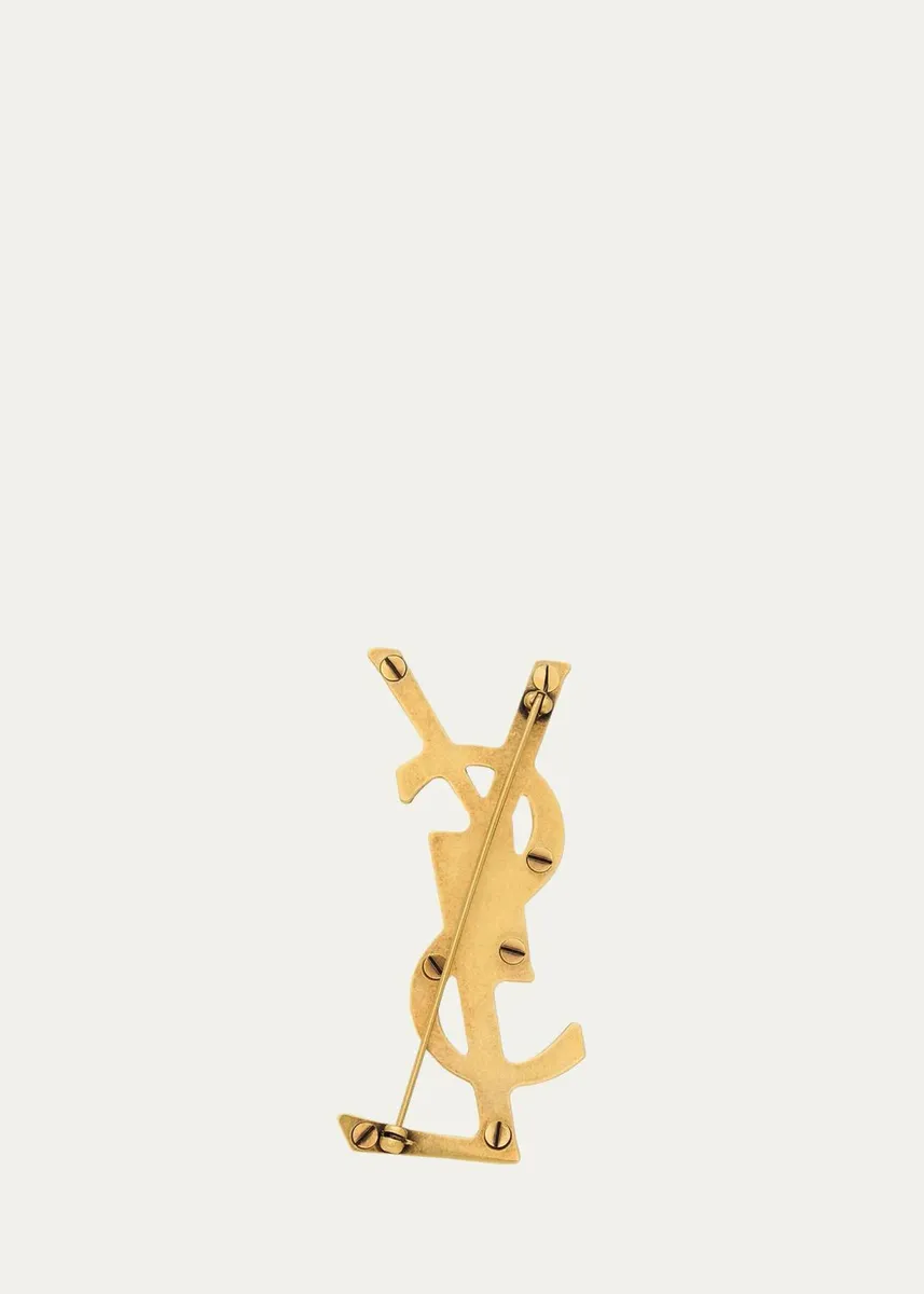 Saint Laurent YSL Leather-Covered Brooch | Thumbnail 3 Saint Laurent YSL Leather-Covered Brooch | Thumbnail 3