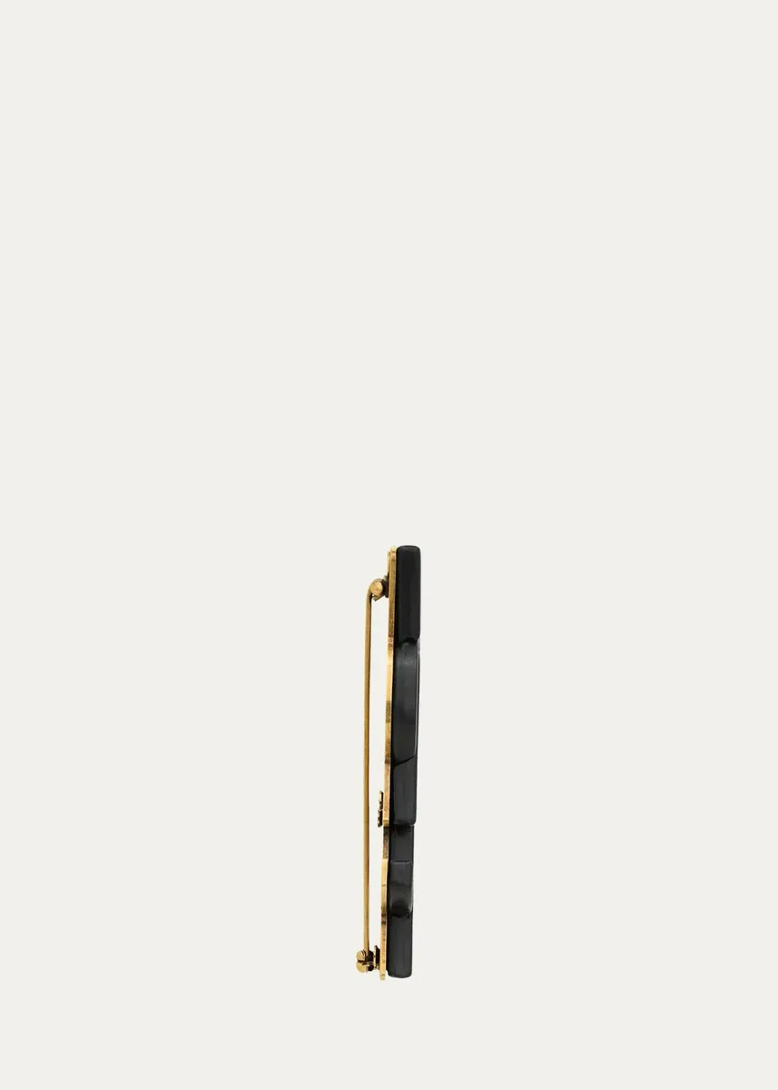 Saint Laurent YSL Leather-Covered Brooch | Thumbnail 4 Saint Laurent YSL Leather-Covered Brooch | Thumbnail 4