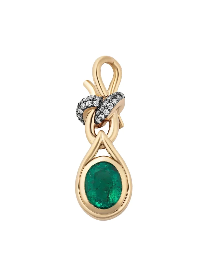 Mason and Books 14K Yellow Gold Tangled Pendant with Diamonds and Emerald