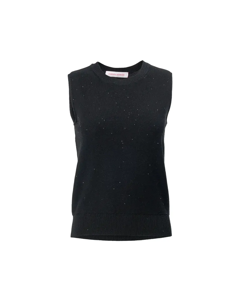 Carolina Herrera Paillette Wool Knit Crewneck Tank Top | Thumbnail 2 Carolina Herrera Paillette Wool Knit Crewneck Tank Top | Thumbnail 2