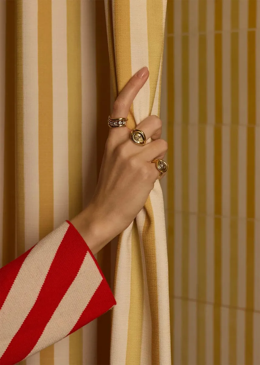 Mason and Books 14K Yellow Gold Runway Bypass Ring with Diamonds | Thumbnail 2