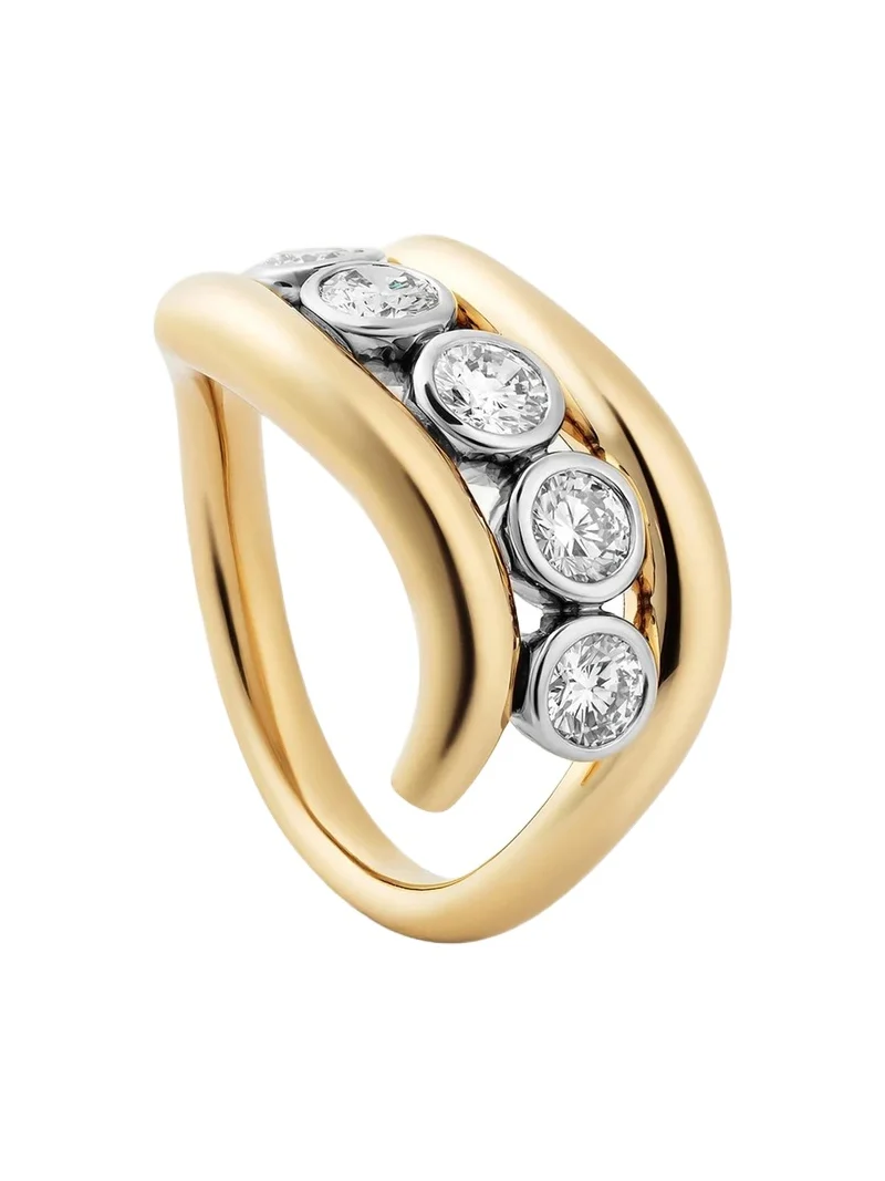 Mason and Books 14K Yellow Gold Runway Bypass Ring with Diamonds