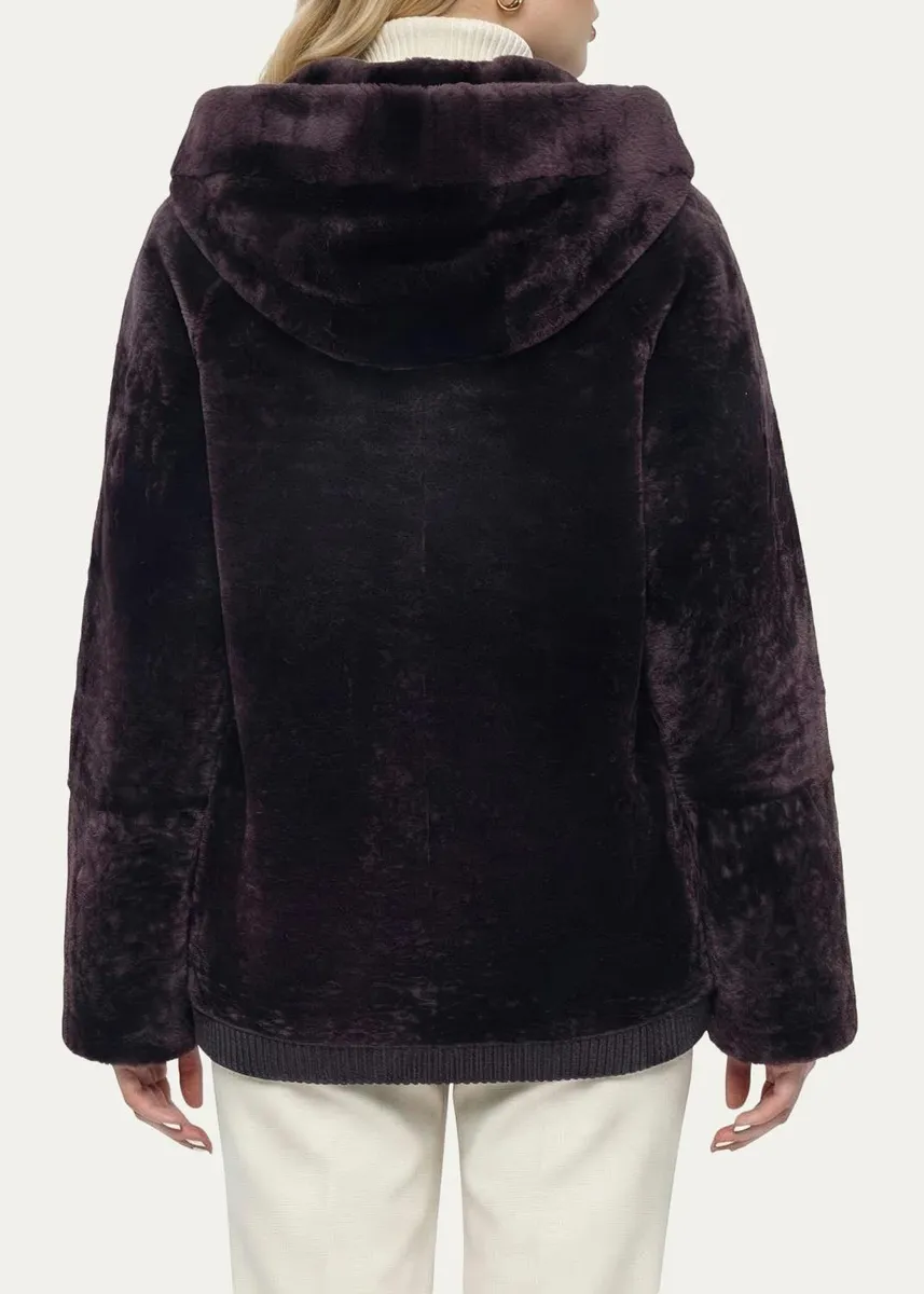 Gorski Select Textured Shearling Lamb Hooded Jacket | Thumbnail 3 Gorski Select Textured Shearling Lamb Hooded Jacket | Thumbnail 3