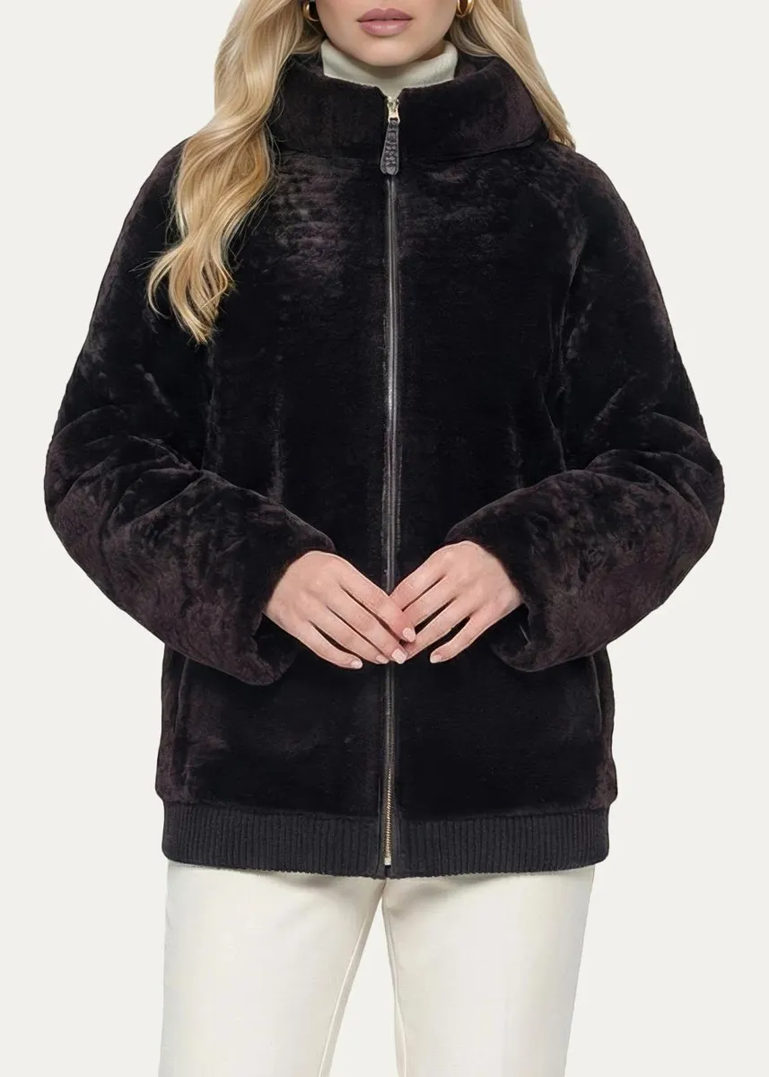 Gorski Select Textured Shearling Lamb Hooded Jacket | Thumbnail 4 Gorski Select Textured Shearling Lamb Hooded Jacket | Thumbnail 4