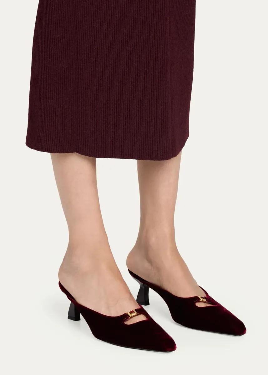 NODALETO 50mm Velvet Kitten-Heel Mules | Thumbnail 2 NODALETO 50mm Velvet Kitten-Heel Mules | Thumbnail 2