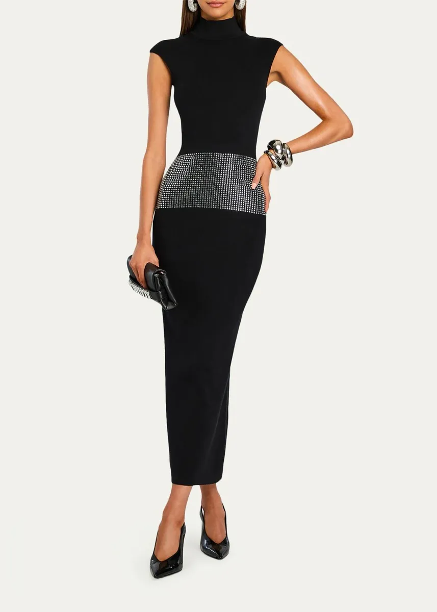 Retrofête Leontine Embellished Mock-Neck Midi Dress | Thumbnail 2 Retrofête Leontine Embellished Mock-Neck Midi Dress | Thumbnail 2
