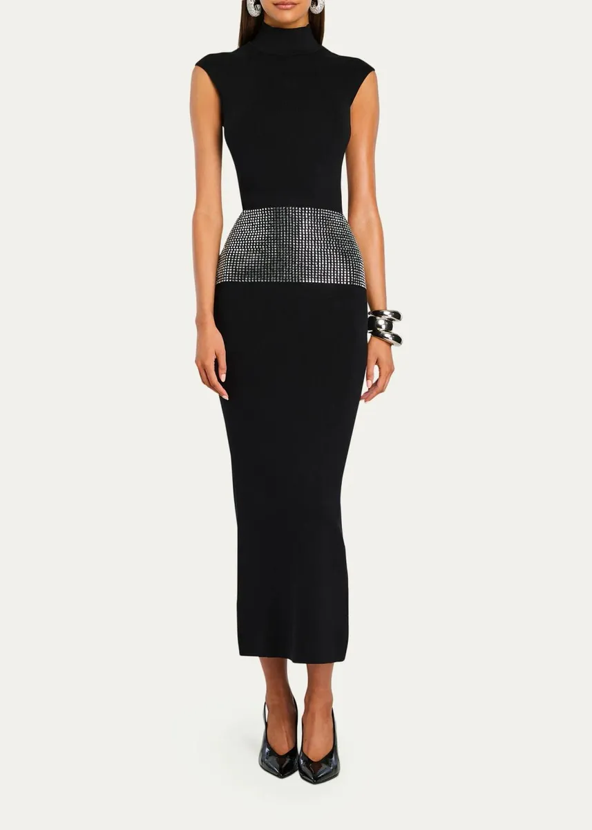 Retrofête Leontine Embellished Mock-Neck Midi Dress | Thumbnail 4 Retrofête Leontine Embellished Mock-Neck Midi Dress | Thumbnail 4
