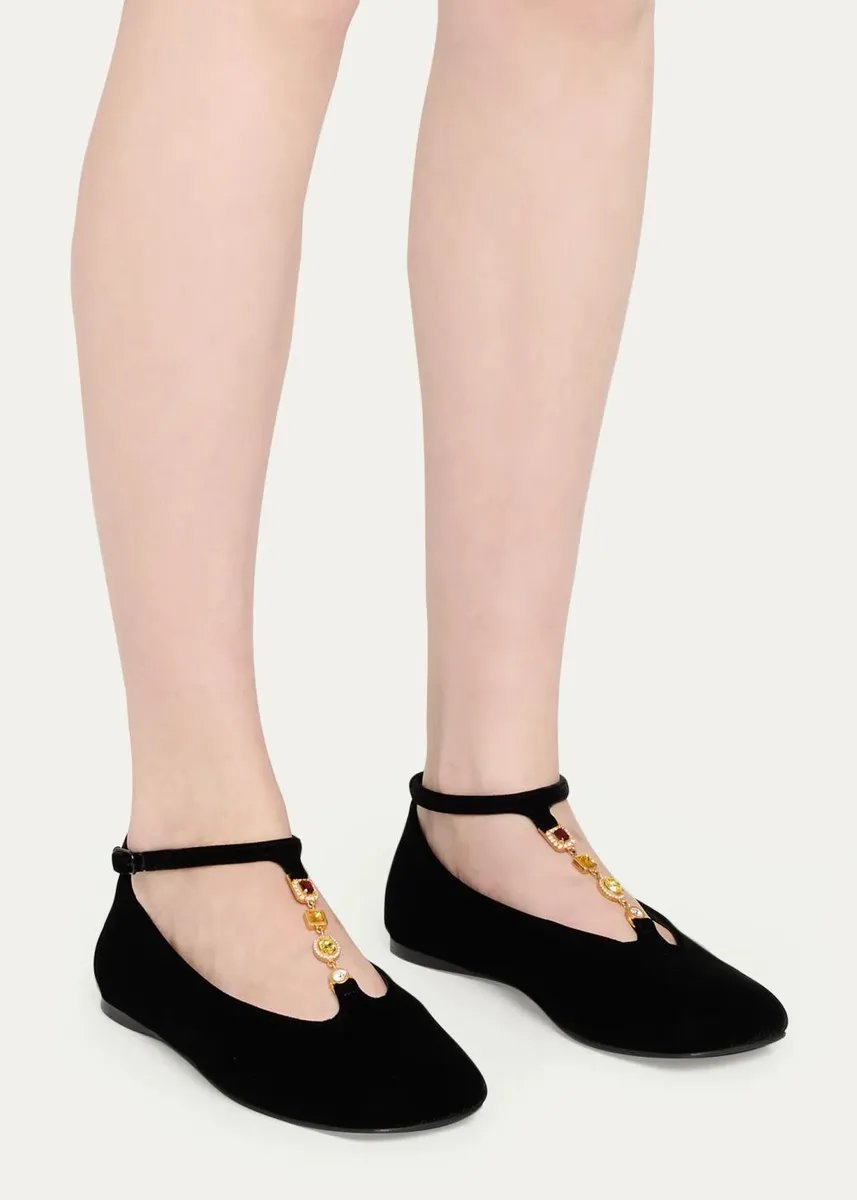 NODALETO Velvet T-Strap Ballerina Flats | Thumbnail 2 NODALETO Velvet T-Strap Ballerina Flats | Thumbnail 2